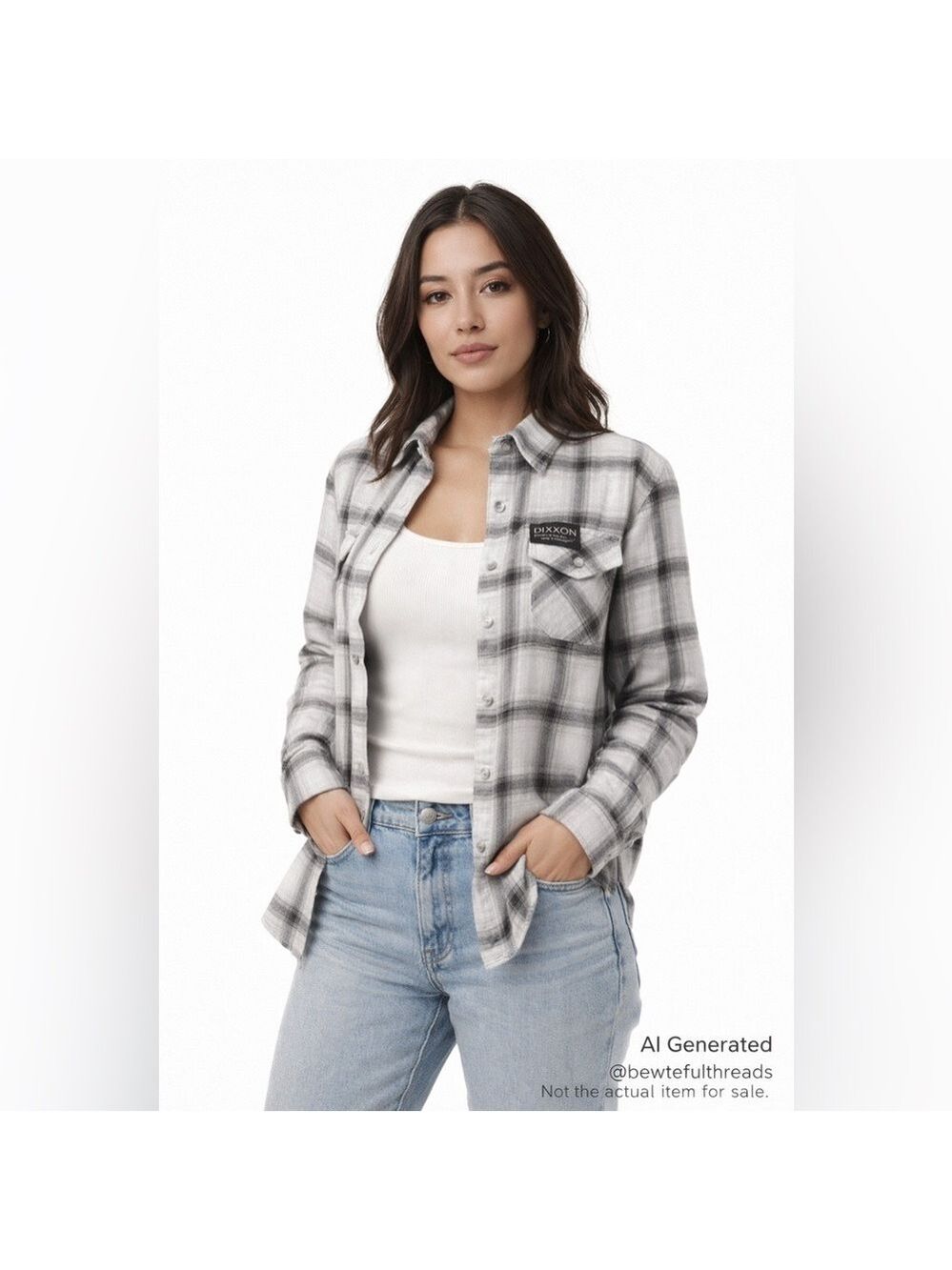 Dixxon Grey Plaid Flannel Shirt Soft Grunge Minimalist Button Down S